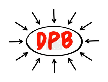 Ilustración de DPB - Texto acrónimo de la ley de protección de datos con flechas, fondo de concepto de tecnología - Imagen libre de derechos