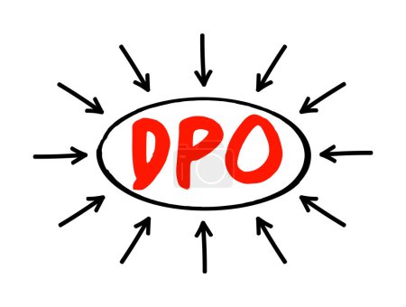 Illustration for DPO Days Payable Outstanding - efficiency ratio that measures the average number of days a company takes to pay its suppliers, acronym text with arrows - Royalty Free Image