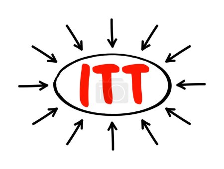 Ilustración de ITT Invitación a licitar: procedimiento formal y estructurado para generar ofertas competidoras de diferentes proveedores potenciales, concepto de texto acrónimo con flechas - Imagen libre de derechos