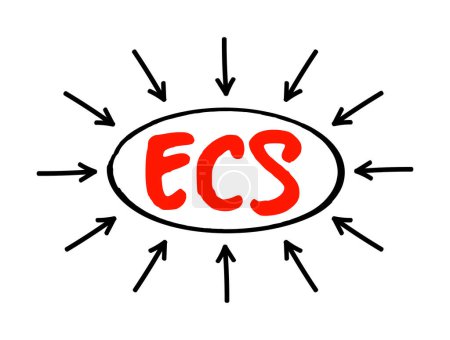 Illustration for ECS Electronic Clearing Service - method of effecting bulk payment transactions, acronym text concept with arrows - Royalty Free Image