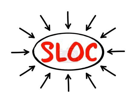Ilustración de SLOC Standby Letter Of Credit - documento legal que garantiza el compromiso de pago de un banco a un vendedor, concepto de texto acrónimo con flechas - Imagen libre de derechos