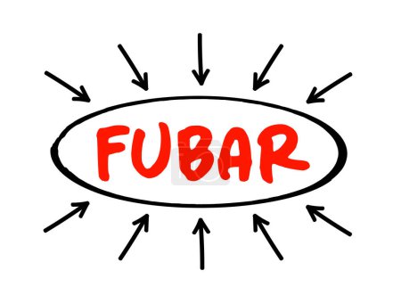 Ilustración de FUBAR - Fucked Up Beyond Any Repair acronym text with arrows, concept background - Imagen libre de derechos