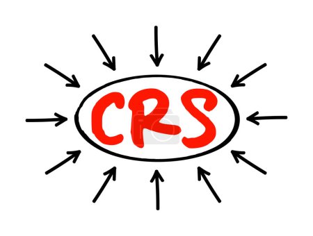Ilustración de CRS - Central Reservation System es una tecnología que se encuentra en el corazón de las funciones de un hotel, texto acrónimo con flechas - Imagen libre de derechos