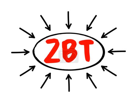 Ilustración de ZBT - Texto acrónimo de Pensamiento Basado en Cero con flechas, fondo de concepto de negocio - Imagen libre de derechos