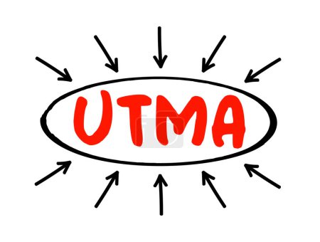 Illustration for UTMA - Uniform Transfers to Minors Act acronym text with arrows, law concept background - Royalty Free Image