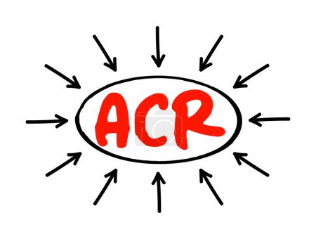 Téléchargez les illustrations : ACR - Texte de l'acronyme d'évaluation communautaire ajusté avec flèches, contexte du concept médical - en licence libre de droit