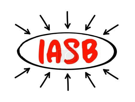 Ilustración de IASB - acrónimo del Consejo de Normas Internacionales de Contabilidad, concepto empresarial con flechas - Imagen libre de derechos