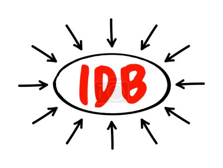 Ilustración de BID Bono de Desarrollo Industrial - Obligaciones municipales emitidas por una agencia gubernamental en nombre de una empresa del sector privado, acrónimo texto con flechas - Imagen libre de derechos