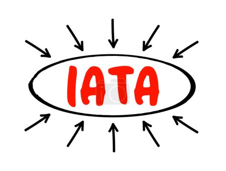 Téléchargez les illustrations : IATA - Association du transport aérien international acronyme texte avec flèches, concept background - en licence libre de droit