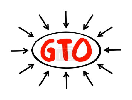 Illustration for GTO Group Training Organisation - hires apprentices and trainees and places them with host employers, acronym text concept with arrows - Royalty Free Image