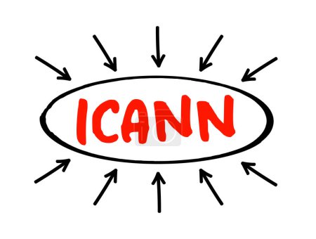 Ilustración de ICANN - Internet Corporation for Assigned Names and Numbers acrónimo, technology concept background - Imagen libre de derechos