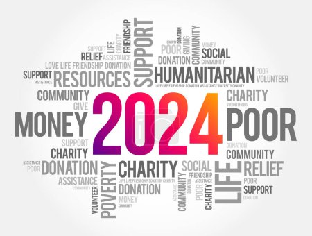 Ilustración de 2024 palabra social nube collage, concepto de fondo - Imagen libre de derechos