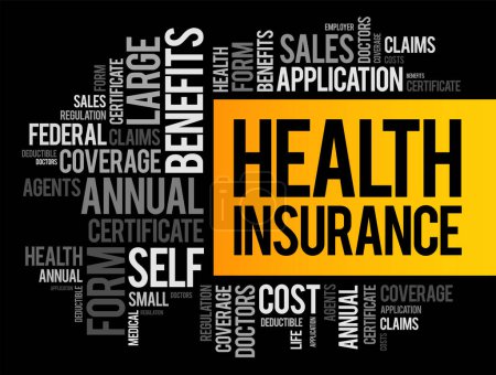 Illustration for Health Insurance word cloud collage, healthcare concept background - Royalty Free Image