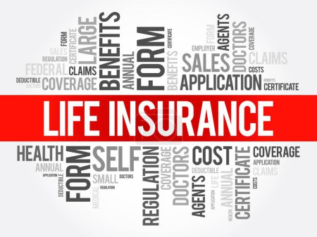 Téléchargez les illustrations : Assurance vie - convention ou contrat entre une compagnie d'assurance et un preneur d'assurance, concept de nuage de mots - en licence libre de droit