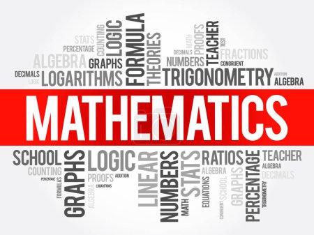 Illustration for Mathematics is the science that deals with the logic of shape, quantity and arrangement, word cloud education concept background - Royalty Free Image