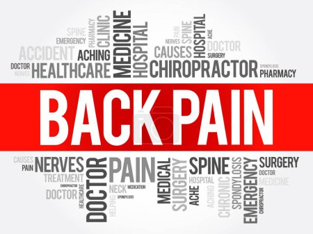 Illustration for Back Pain word cloud collage, health concept background - Royalty Free Image