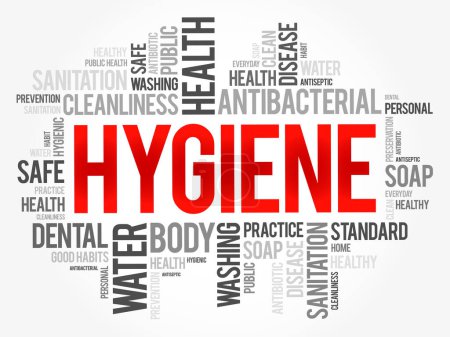 Higiene palabra nube collage, fondo concepto de salud