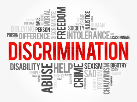 Illustration for Discrimination word cloud collage, social concept background - Royalty Free Image