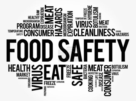 Ilustración de Seguridad alimentaria palabra nube collage, concepto de fondo - Imagen libre de derechos