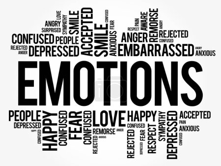 Ilustración de Emociones palabra nube collage, fondo concepto social - Imagen libre de derechos