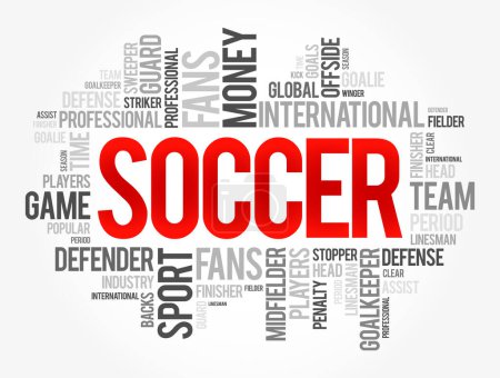 Illustration for Soccer word cloud collage, sport concept background - Royalty Free Image