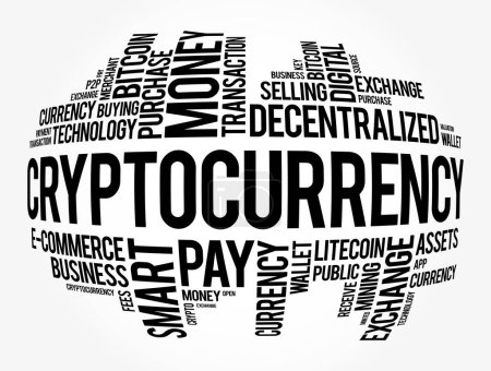 Illustration for CryptoCurrency word cloud collage, business concept background - Royalty Free Image