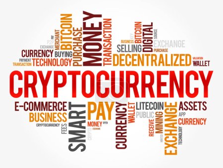 Illustration for CryptoCurrency word cloud collage, business concept background - Royalty Free Image