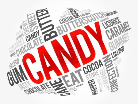 Illustration for Candy word cloud collage, food concept background - Royalty Free Image