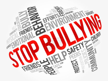Illustration for Stop Bullying word cloud collage, social concept background - Royalty Free Image