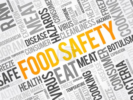 Ilustración de Seguridad alimentaria palabra nube collage, concepto de fondo - Imagen libre de derechos