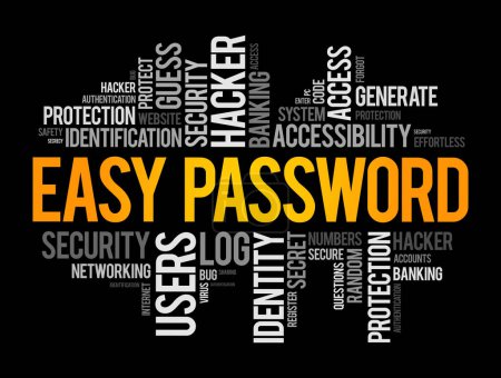 Illustration for Easy Password word cloud collage, technology concept background - Royalty Free Image