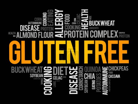 Ilustración de Gluten Free palabra nube collage, fondo concepto de alimentos - Imagen libre de derechos