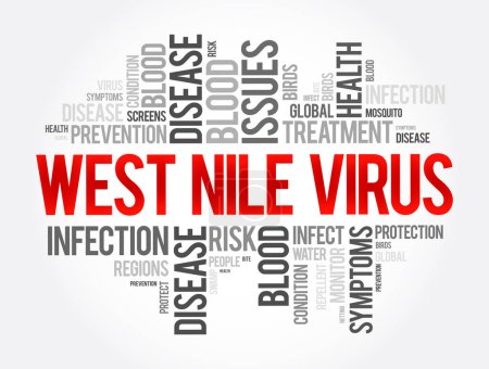 Ilustración de Virus del Nilo Occidental palabra nube collage, fondo concepto de salud - Imagen libre de derechos