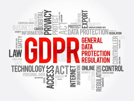 Illustration for GDPR - General Data Protection Regulation word cloud collage, technology concept background - Royalty Free Image