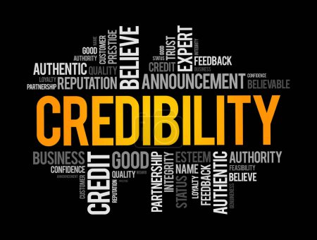 Illustration for Credibility word cloud collage, business concept background - Royalty Free Image
