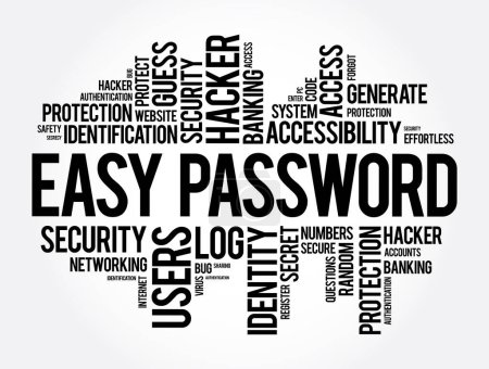 Illustration for Easy Password word cloud collage, technology concept background - Royalty Free Image
