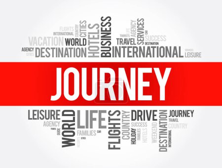 Illustration for Journey word cloud collage, travel concept background - Royalty Free Image