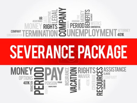 Illustration for Severance package word cloud collage, social concept background - Royalty Free Image