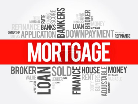 Illustration for Mortgage word cloud collage, business concept background - Royalty Free Image