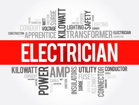 Illustration for Electrician word cloud collage, concept background - Royalty Free Image