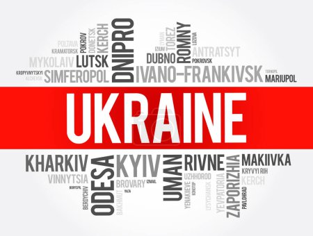 Illustration for List of cities in Ukraine word cloud collage, business and travel concept background - Royalty Free Image