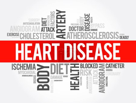 Illustration for Heart Disease - several types of heart conditions, word cloud health concept background - Royalty Free Image