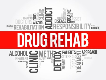 Illustration for Drug Rehab word cloud collage, health concept background - Royalty Free Image