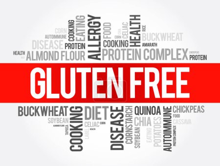 Ilustración de Gluten Free palabra nube collage, fondo concepto de alimentos - Imagen libre de derechos