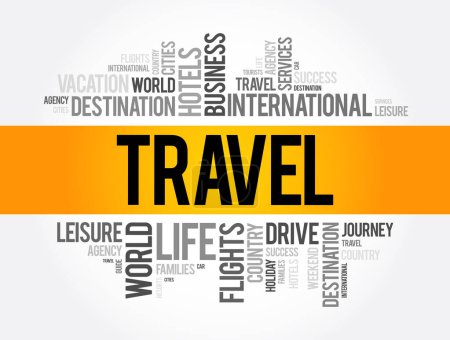 Illustration for Travel word cloud collage, concept background - Royalty Free Image