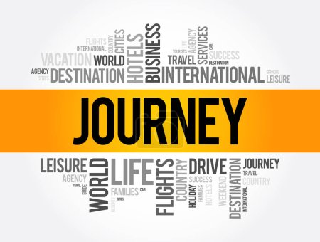 Illustration for Journey word cloud collage, travel concept background - Royalty Free Image