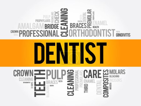 Illustration for Dentist word cloud collage, health concept background - Royalty Free Image