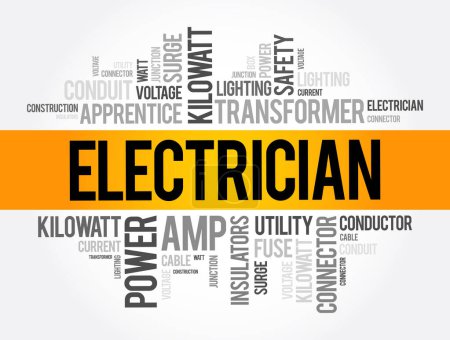 Illustration for Electrician word cloud collage, concept background - Royalty Free Image