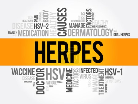 Illustration for Herpes word cloud collage, health concept background - Royalty Free Image