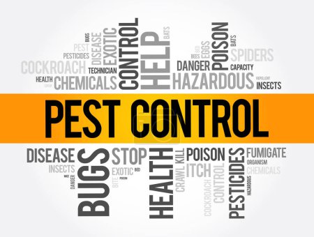 Téléchargez les illustrations : Pest Control mot nuage collage, santé concept arrière-plan - en licence libre de droit